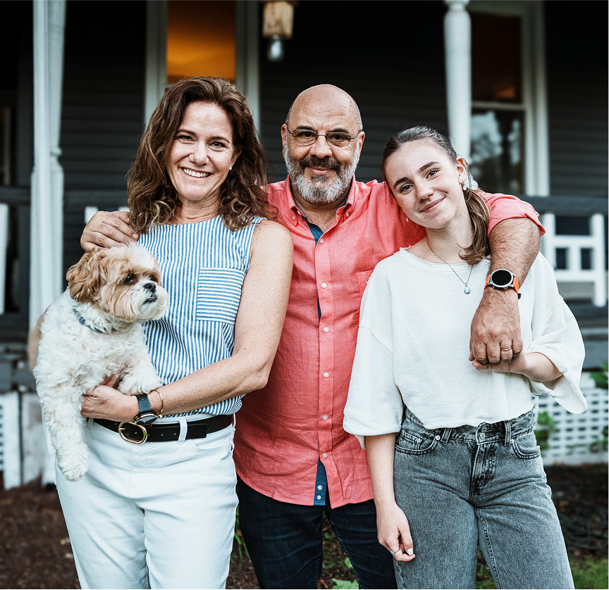 Happy family with dog