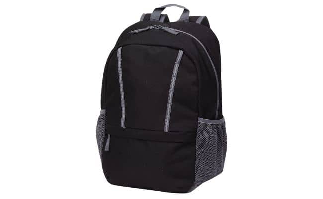 Lands’ End ClassMate Medium black school backpack with padded straps and water bottle pockets.